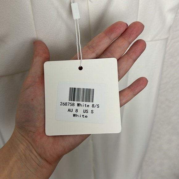 NWT Selfie Leslie White Maxi Mermaid Dress Plunge Slit Ruffles Cocktail Small - Picture 12 of 13